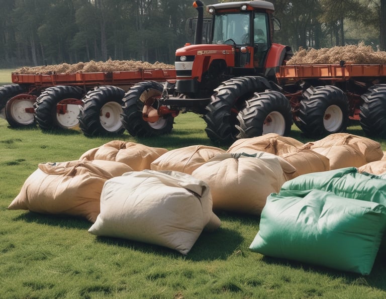 A vast agricultural field with rows of lush green plants extends into the horizon under a partly cloudy sky.