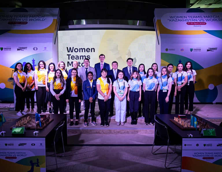 The "Kazakhstan vs The World" at World Chess Championship 2023. FIDE Chess