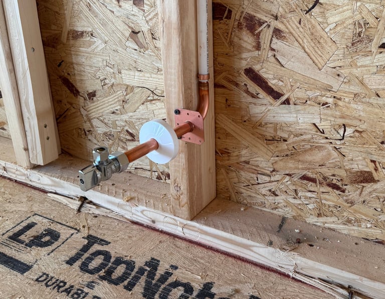copper stub-out, new construction, premium feature, angle stop, stub out, stub-out, copper