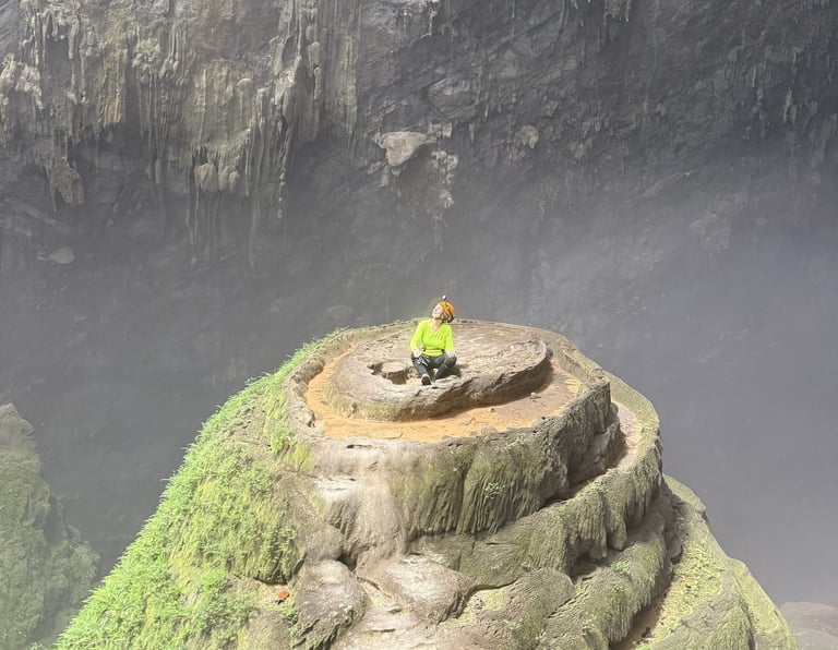 Tracey Billington on top of the wedding cake, hang son doong cave, Vietnam