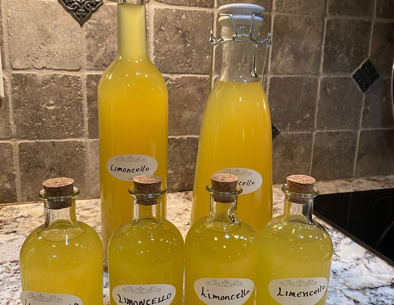Homemade lemoncello served following authentic pasta meal