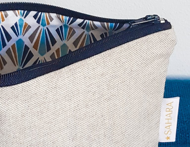 trousse de toilette femme tissu coton ecru
