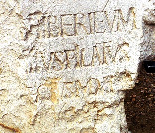 The so-called Pilate Stone. The words [...]TIVS PILATVS[...] can be clearly seen on the second line.