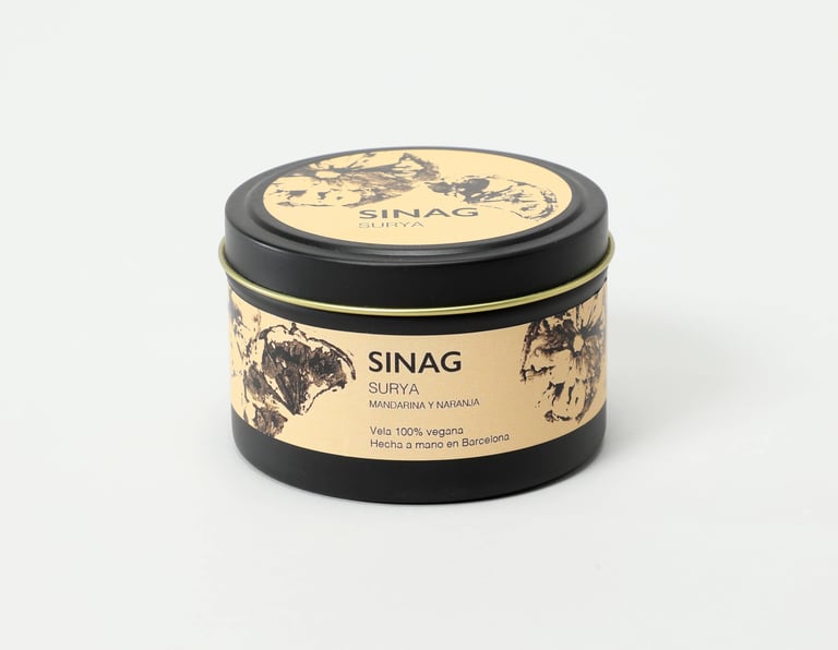 Sinagcandles, surya cerrada, mandarina, vela de soja