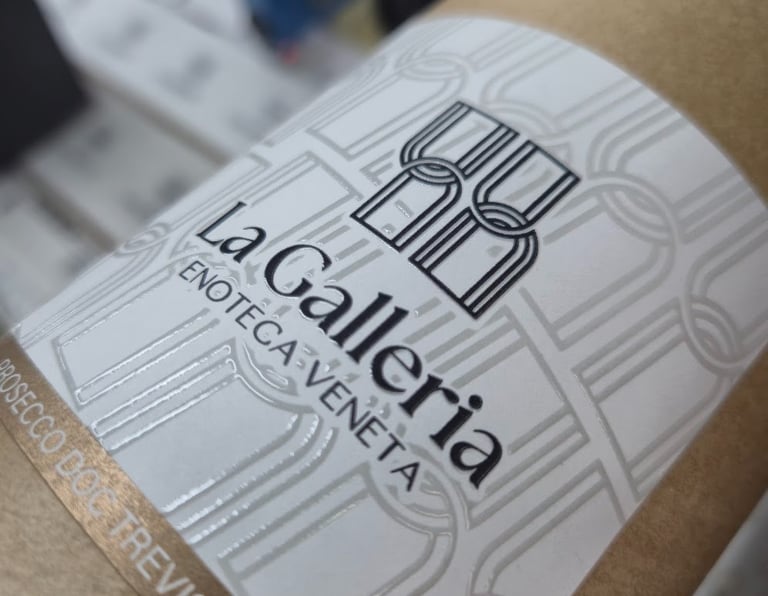 Etichetta autoadesiva prosecco in serigrafia per Galleria Enoteca Veneta