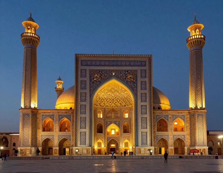 A welcoming office reception area with Islamic decor and a friendly staff member ready to assist visitors.