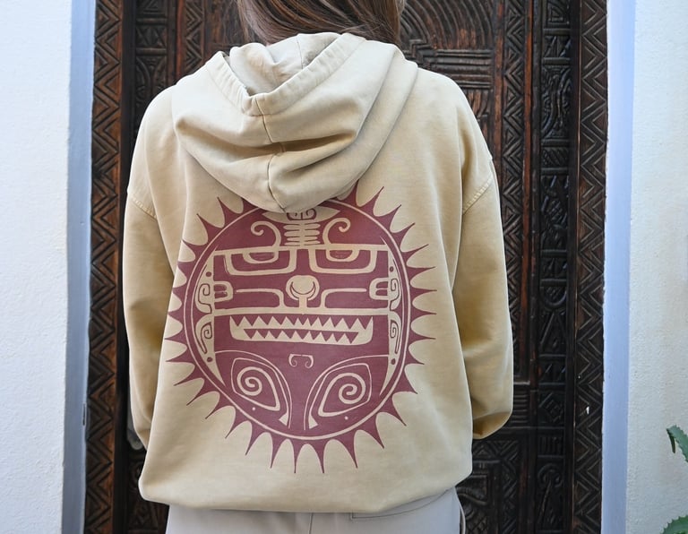 tribal pattern hoodie urban wear spiritual sacred marquesas
