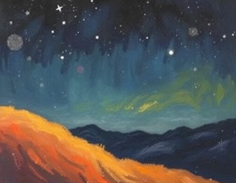 Painting of the night sky with stars