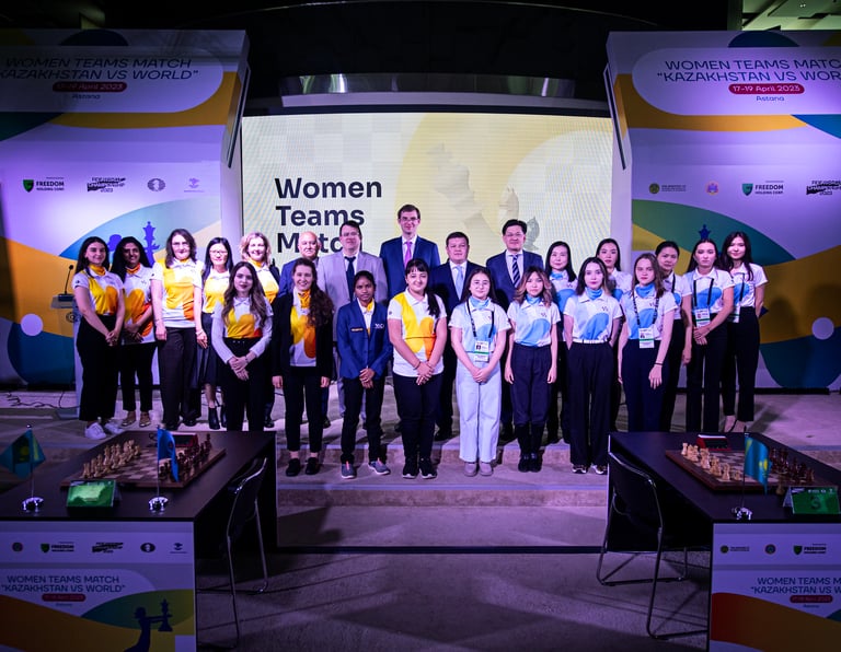 The "Kazakhstan vs The World" at World Chess Championship 2023. FIDE Chess