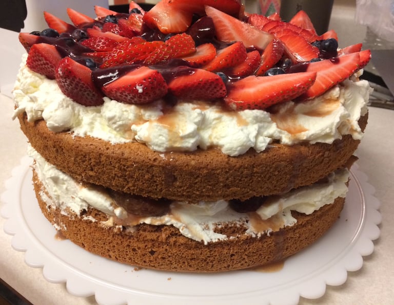 Peaches and Cream Angel Food Cake!!