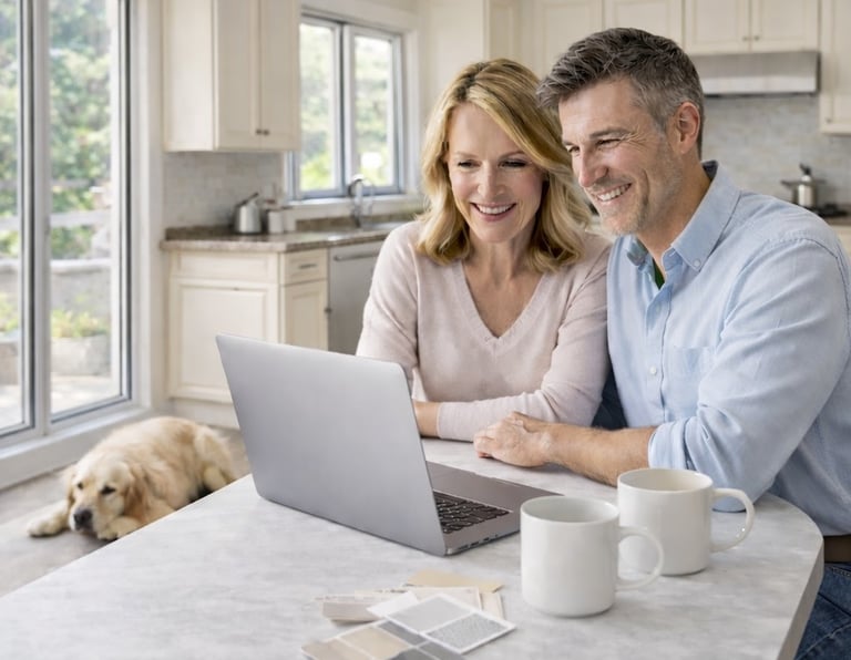 Homeowners planning their remodel using the RenoPLNR home remodel planning system