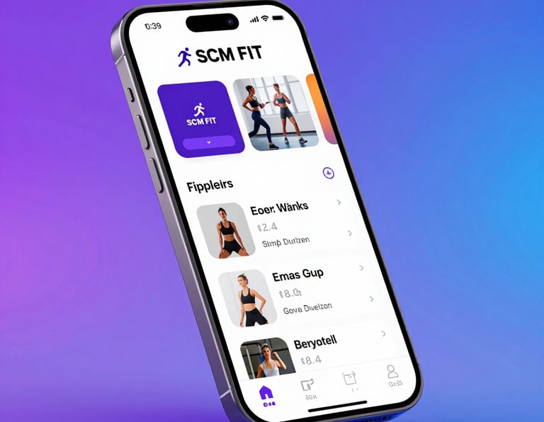 Close-up of a fitness instructor checking member data on a tablet with green and blue accents.