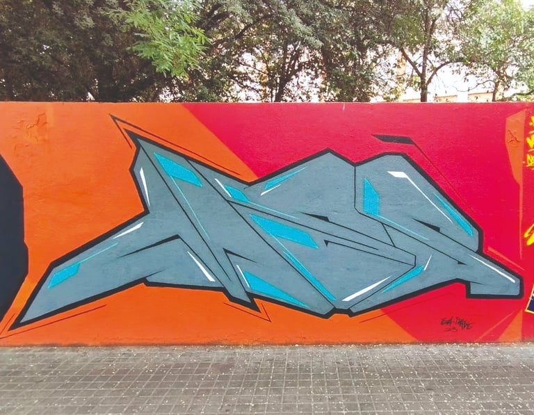 Mes, graffiti, letras, Barcelona, pintura, muro, colores