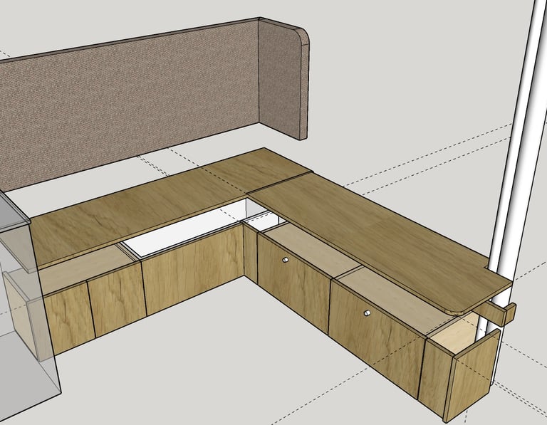 modélisation 3D d'une banquette