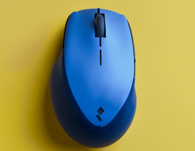 a blue computer mouse