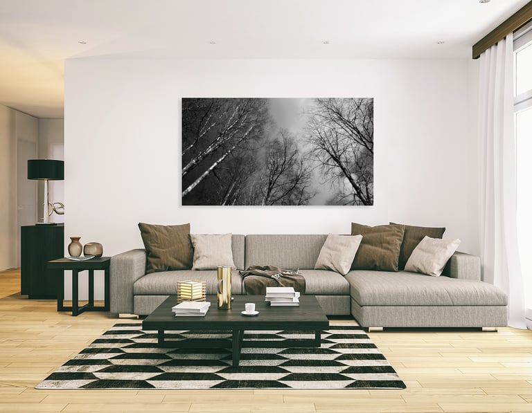 Canvas Print hanging above a couch in a Living Room.
