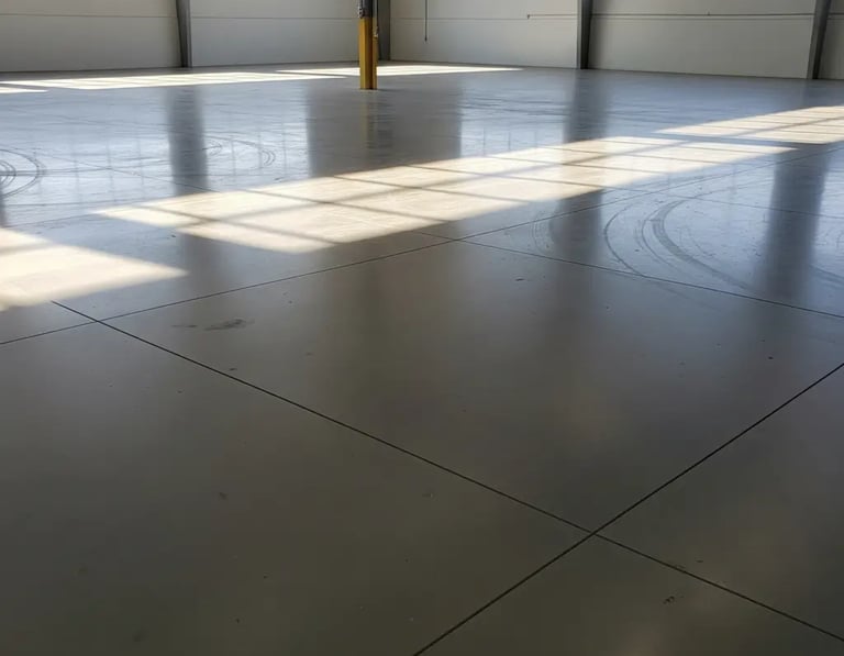 Empty warehouse with concrete flooring
