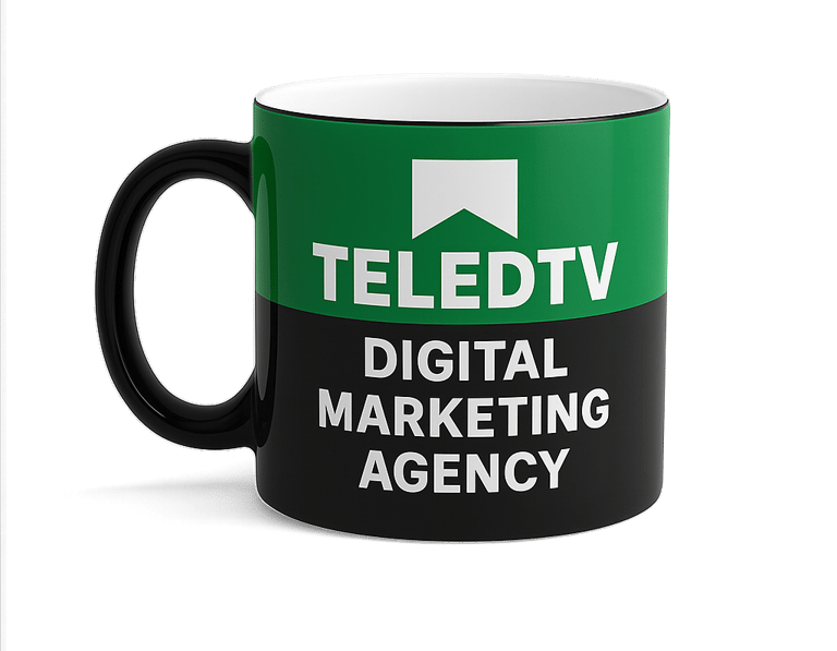 a mug cup of coffee with a television on the side
