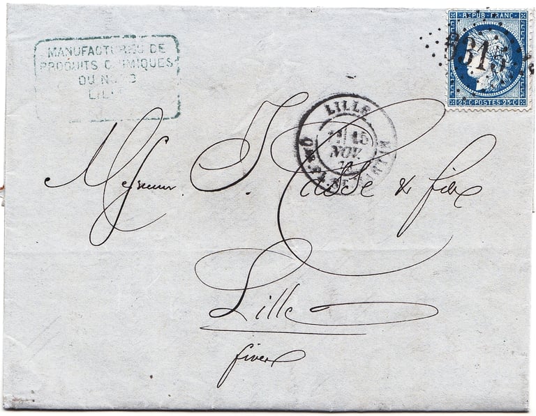 Letter weighing up to 20 g and franked at 25 c from the Place St MARTIN district