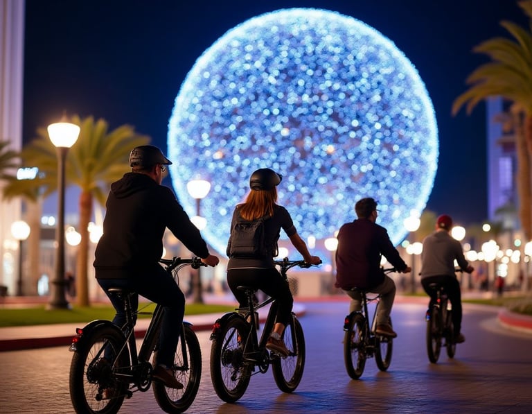bike riding at night with friends