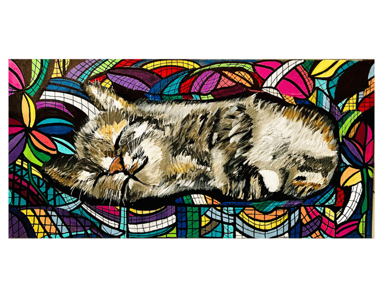 Abstract Painting of a family pet cat - artist Frankie Cervantes