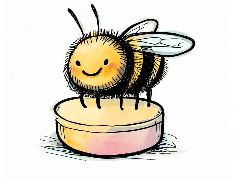 a bee on top of a bowl