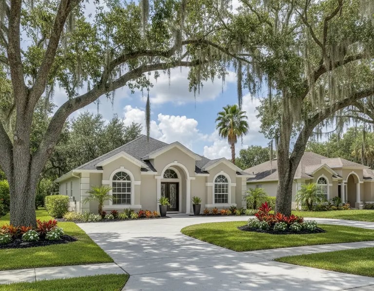 Well-maintained concrete driveway in front of a home in Apopka, FL, showcasing clean and modern curb
