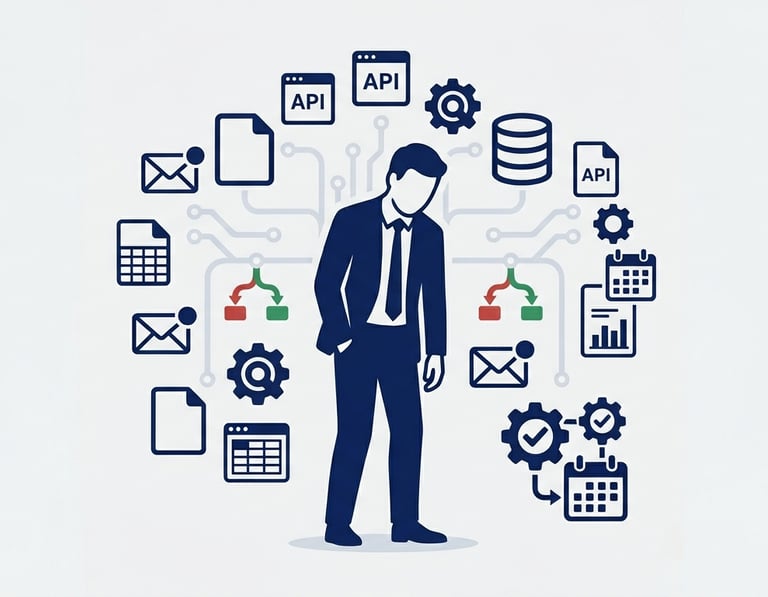 person overwhelmed with admin tasks