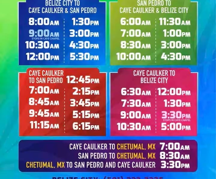 Belize Express water taxi schedule