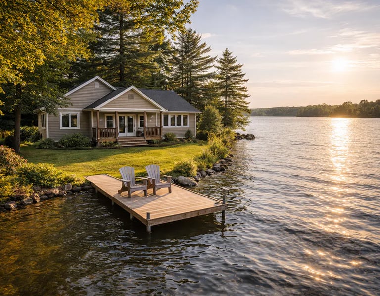 Aerial Media created to showcase a lakeside rental cottage and its atmosphere
