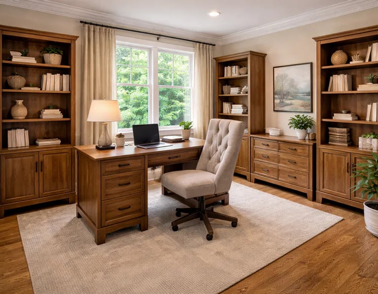 clean comfortable home office photographed for real estate