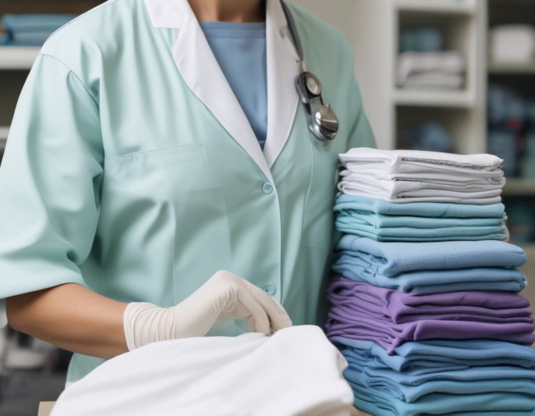 A friendly delivery person picking up laundry bags from a cozy Webster home.
