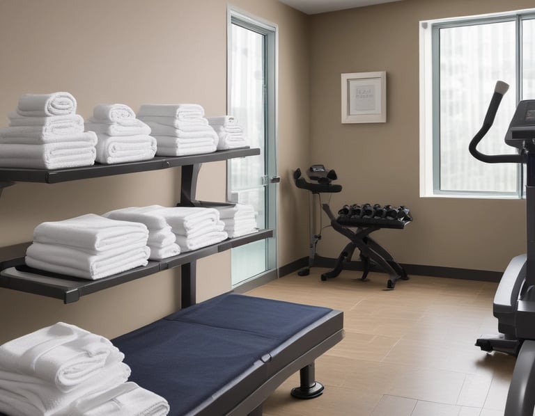 A clean stack of freshly laundered medical gowns folded neatly.