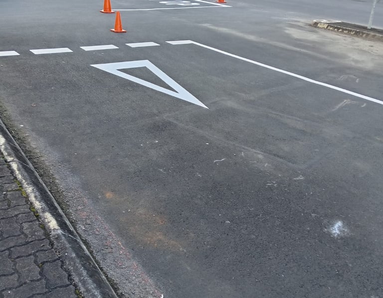 Road marking at shopping centre