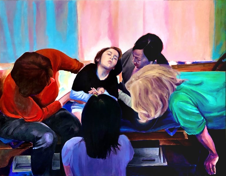 The Caregivers, 56" x 72" Acrylic on canvas, 2019