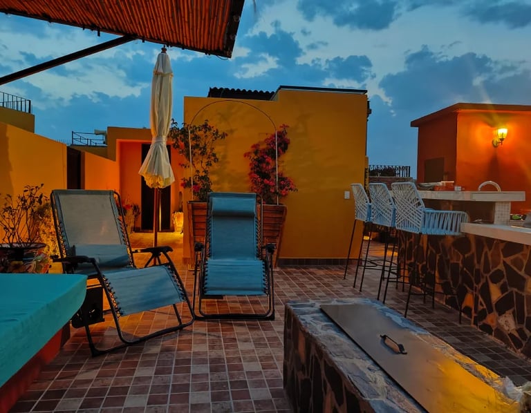 rooftop with lounge chairs san miguel de allende