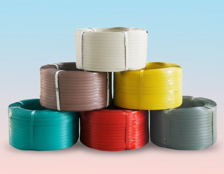 PP strap rolls displayed with color options