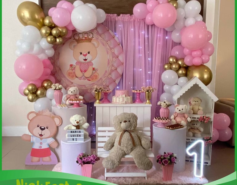 Aluguel de decoração para chá de bebê ursinho rosa Freguesia do ó
