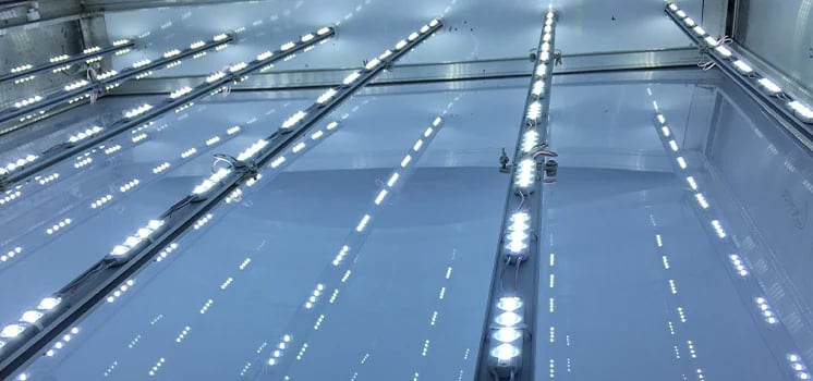 "Close-up of a vibrant LED sign displaying dynamic, colorful text and graphics."