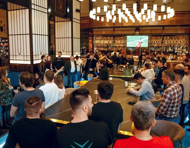 a closeup with all participants of the blockchain event