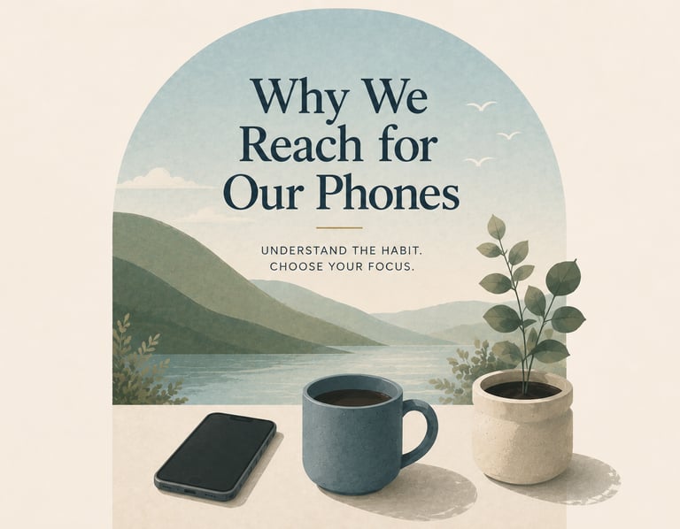 Picture representing modern distraction and the habit of filling quiet moments with screens.