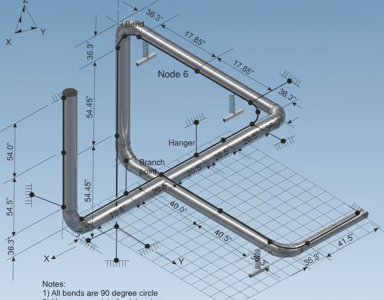 Pipeline Layout Design, Line Isometric Drawing, Pipe Routing, Fluid Flow Hydraulic Modelling