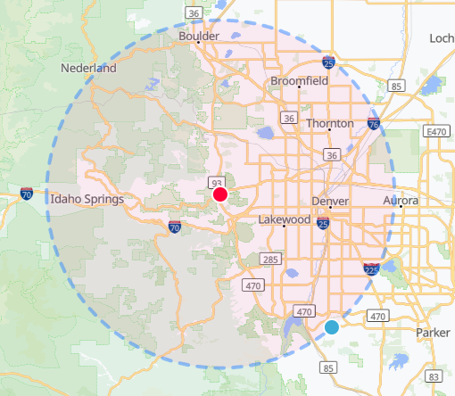 Preferred Service Area from Idaho Springs to Denver, from Boulder to Sedalia and Castle Pines.