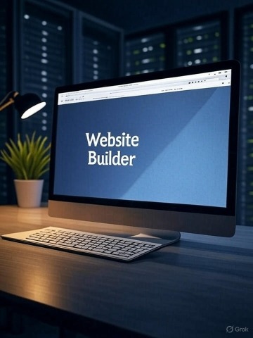 a computer monitor screen showing a website builder
