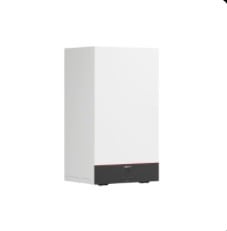 Modern wall-mounted white condensing gas boiler for energy-efficient home heating.