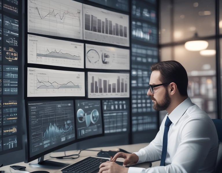 A focused business meeting where a team discusses growth strategies using charts and laptops.