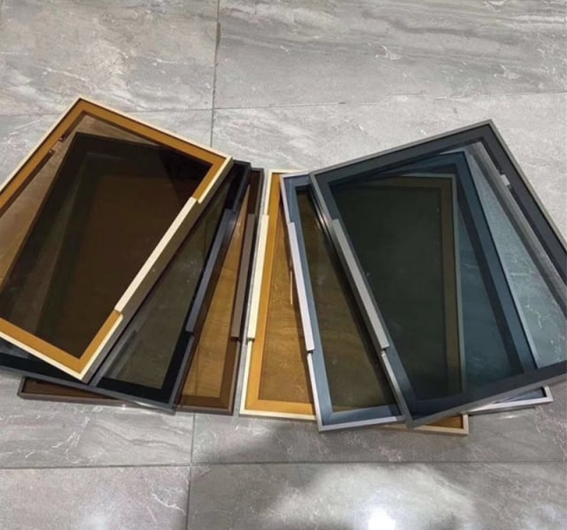 Assorted framed tinted glass – decorative glass panels for interior doors, or wall decor