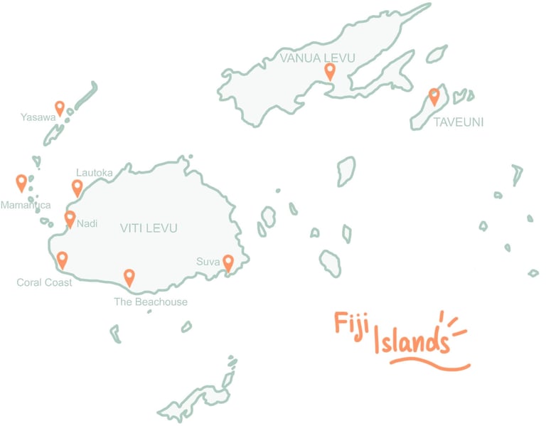 Mapa de las islas de Fiyi