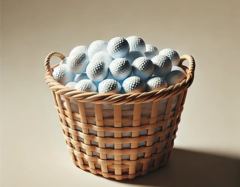 A basket of golf balls. Used to explain how REITs have a bunch of real estate properties.