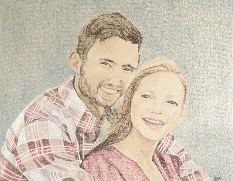 drawing of smiling couple